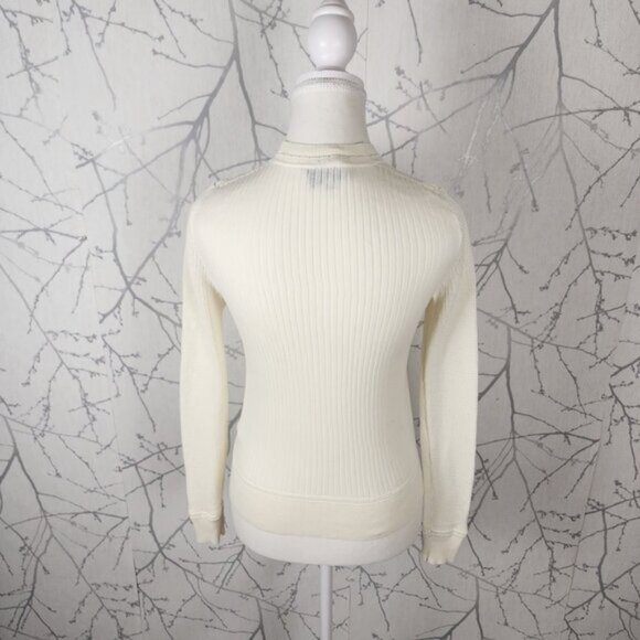 3.1 Phillip Lim Ivory Cotton Crepe V-Neck Lace Cardigan - Picture 6 of 9